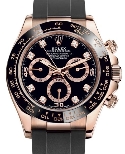 rolex daytona black dial with diamond|rolex daytona rose gold.